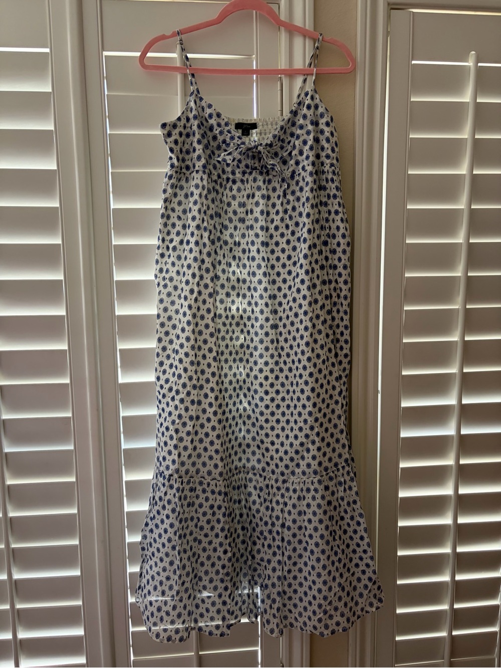 J. Crew White summer Dress with Blue Dot Print - Picture 6 of 7